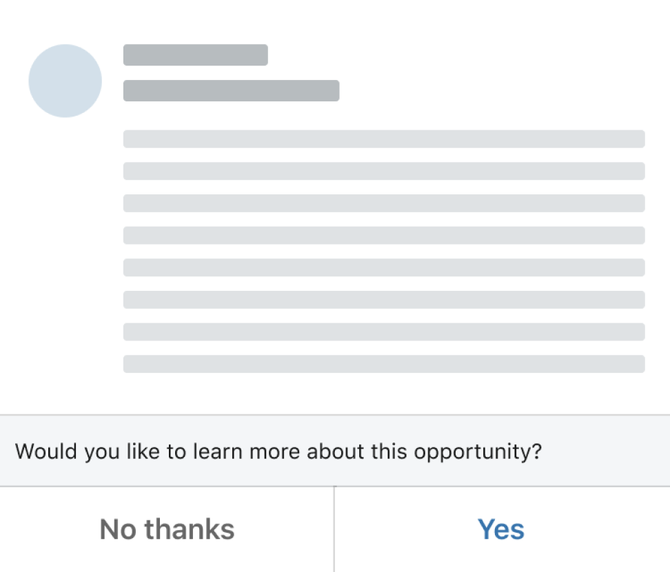 Wireframe of the yes/no prompt, showing the ambiguity around what tapping Yes actually does